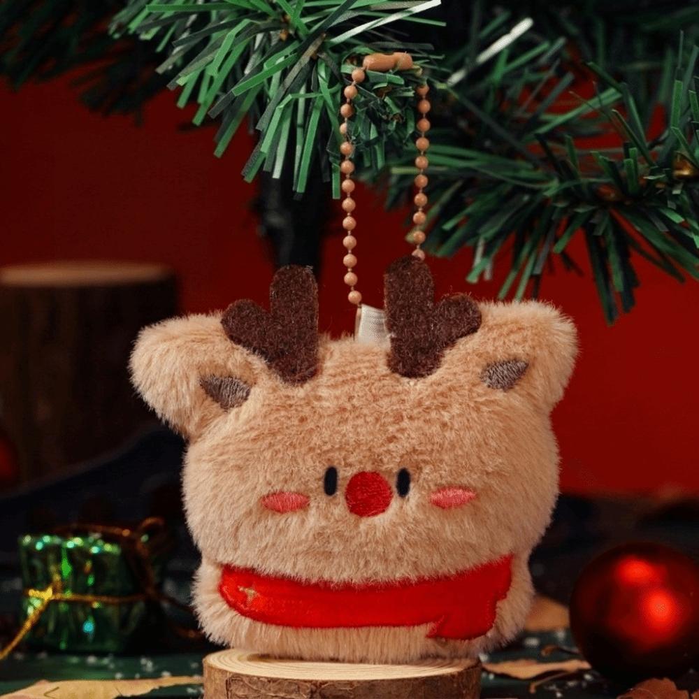Santa Claus Christmas Tree Pendants Snowman Plush Keyring Fluzzy Christmas Keychain Holiday