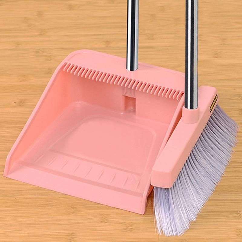 Household Broom & Dustpan Set with Soft Bristles and Non-Stick Squeegee