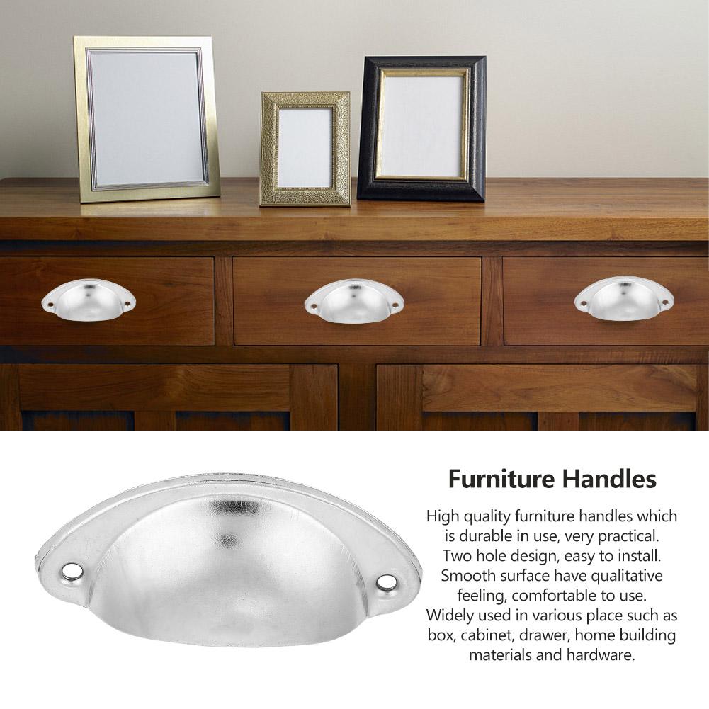 Metal Drawer Cabinet Furniture Knob Antique Shell Pull Handle Handware Fitting (Silver)