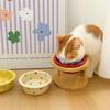 Wooden Stand Cat Ceramic Bowl Non-Slip Ergonomic Anti Vomiting Bowl Neck Protection Flower Shaped Cat Water Bowl Pet Supplies