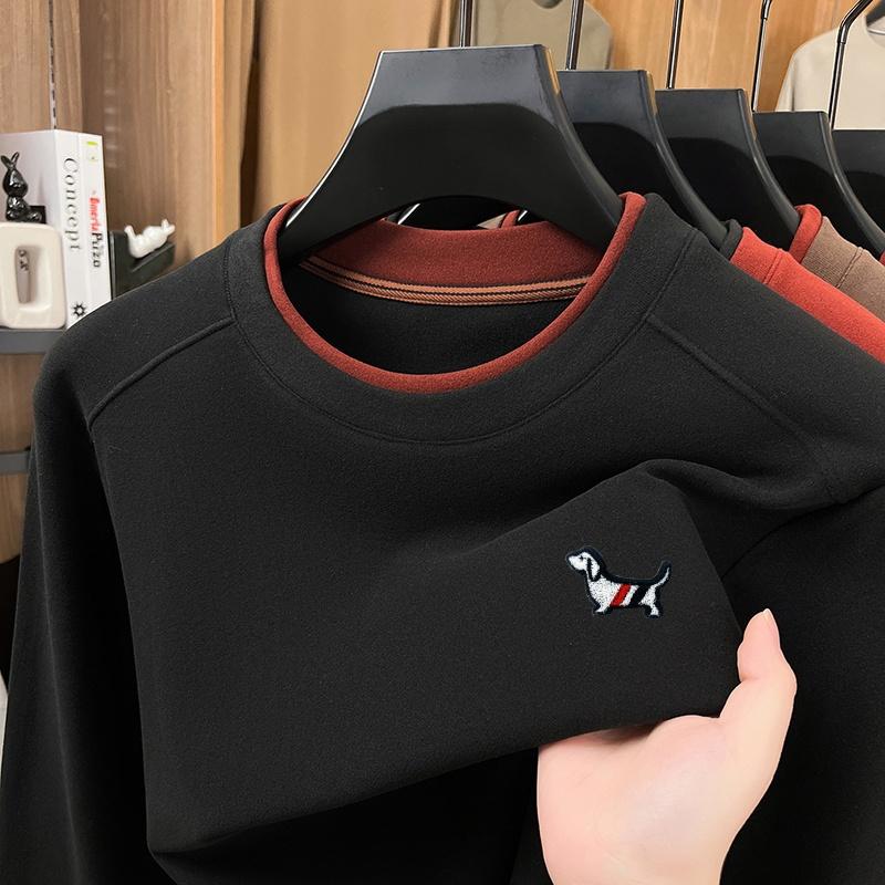 

Men s Dog Print Long Sleeve Autumn Arrival O-Neck Velvet Soft Bottom T-Shirt Trendy Fashion Commute Menswear XL