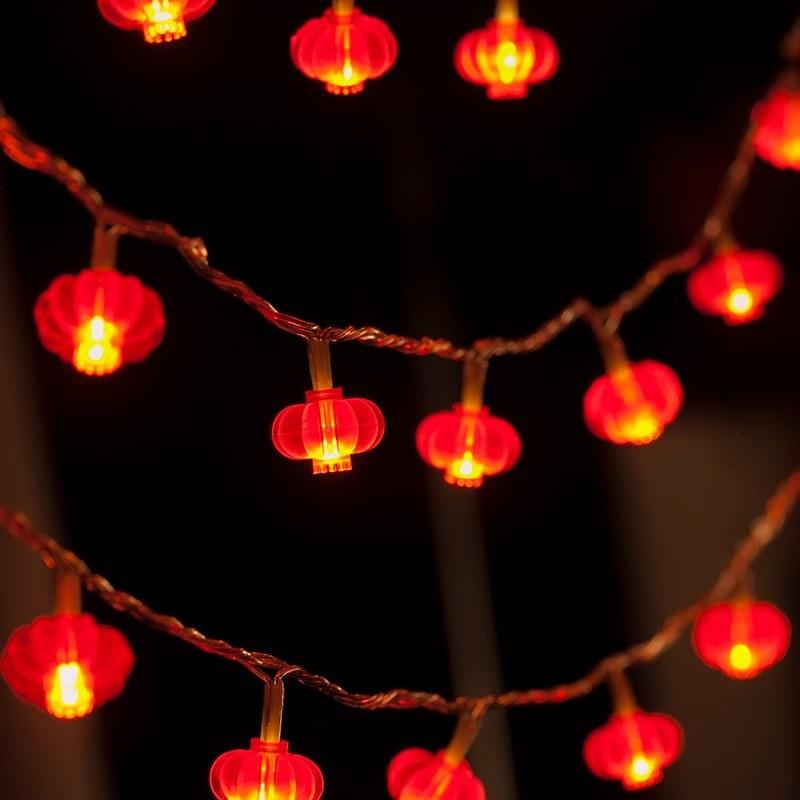 Lucky Character Led String Lights Home Decoration Small Red Lanterns For Holiday