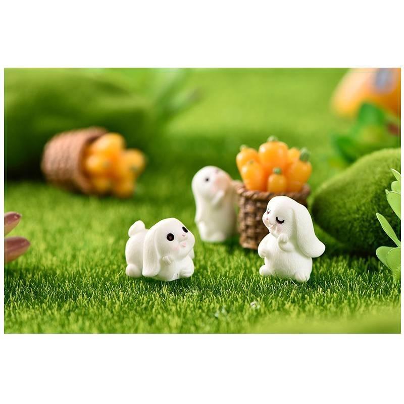 Resin Rabbit White Figurines Toy Model Desktop Car Decoration Accessories Gift