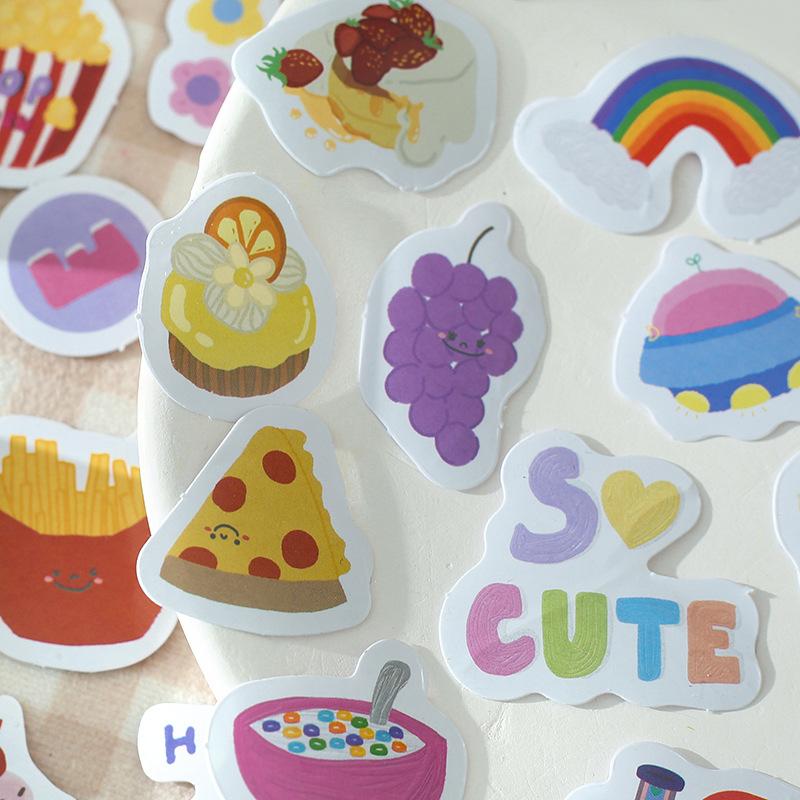 40 - Sheet Mini Carton - boxed Cute Cartoon Stickers, Colorful Graffiti - inspired Illustrations, Self - adhesive