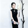 Embroidery black sleeveless national style new Chinese style Suzhou daily long cheongsam improved young women's high sense summer