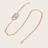 Metal Chain Belt For Women Double Round  Buckle Waist Chain Waistband