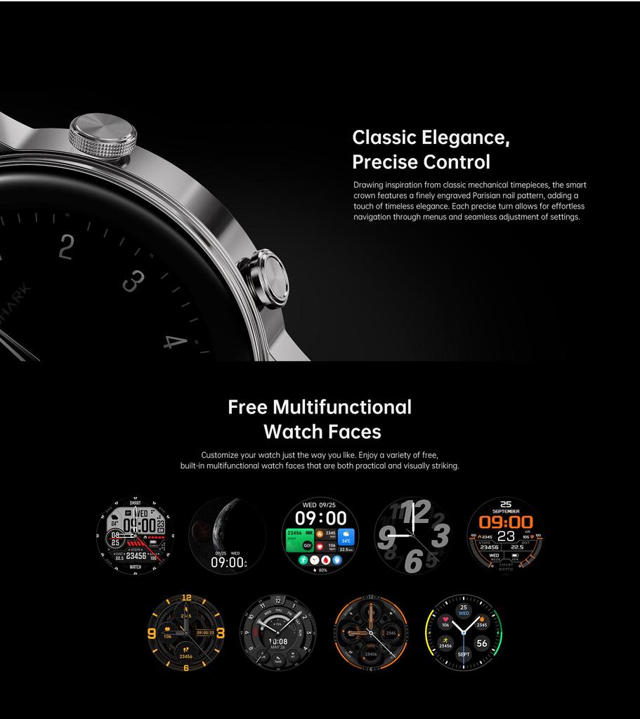 Black Shark S3 Smart Sports Watch New 1.43-inch Touchscreen Health Monitoring With GPS System Support Android iOS 500 mWh