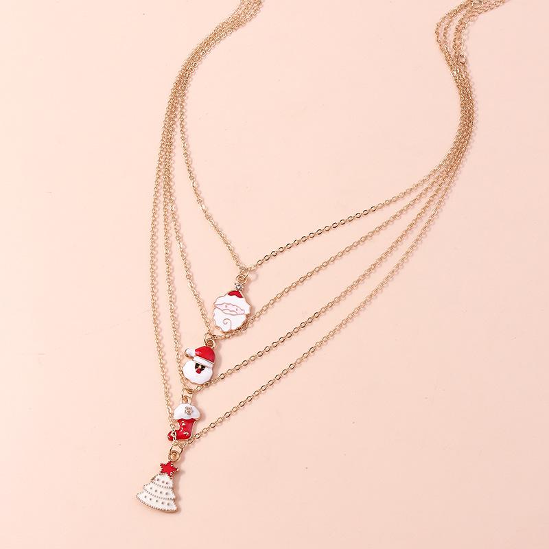 Christmas Jewelry Set: Santa Claus, Tree, Stocking Necklace for Sweater