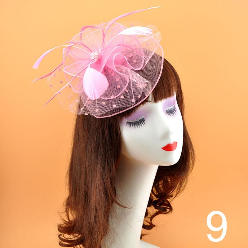 1Pc Fascinator Hat Feather Pearl Beaded Decor Girl Hair Clips Hair Accessories Headwear Flower Women's