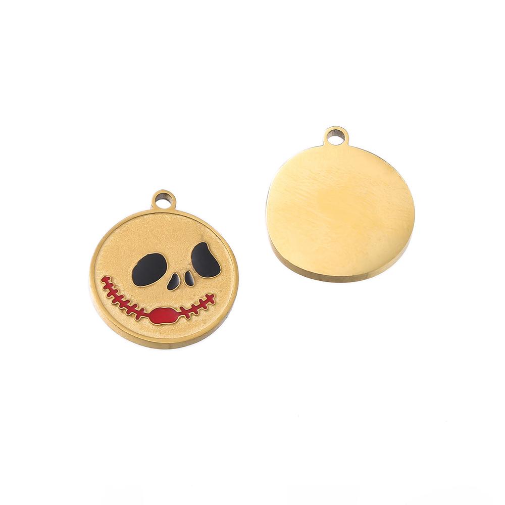 1pcs Stainless Steel Cartoon Halloween Enamel Charms Pumpkin Skeleton Ghost Bat Cat Pendants for DIY Jewelry Making Accessories