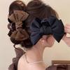 Elegant Women Bow Hair Claw Clips Double-Sided Large Satin Shark Hair Claw Solid Bowknot Hairpins Barrettes Hair Accessories
