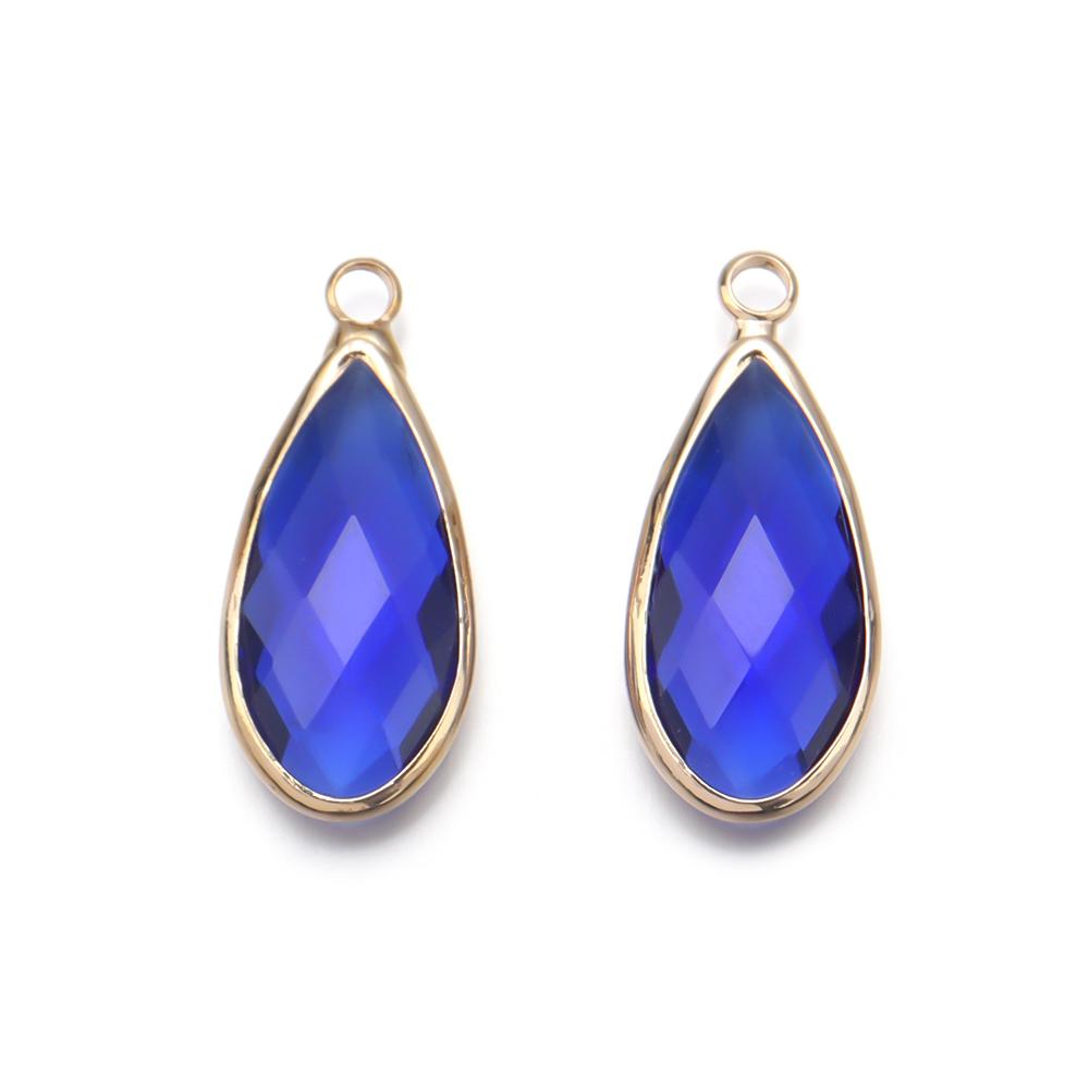 5pcs/pack Glass Edging Pendant Colorful Drop Shaped Charms for Jewelry Making DIY Necklace Bracelet Earring Findings