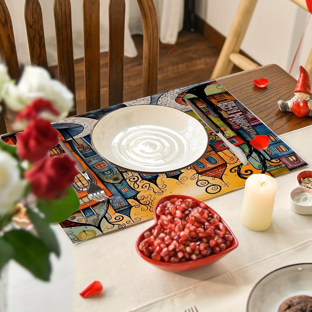 1 Stück Buntes Ölgemälde Design, Rechteckige Tischsets für Esszimmer, Zuhause, Restaurant, Camping