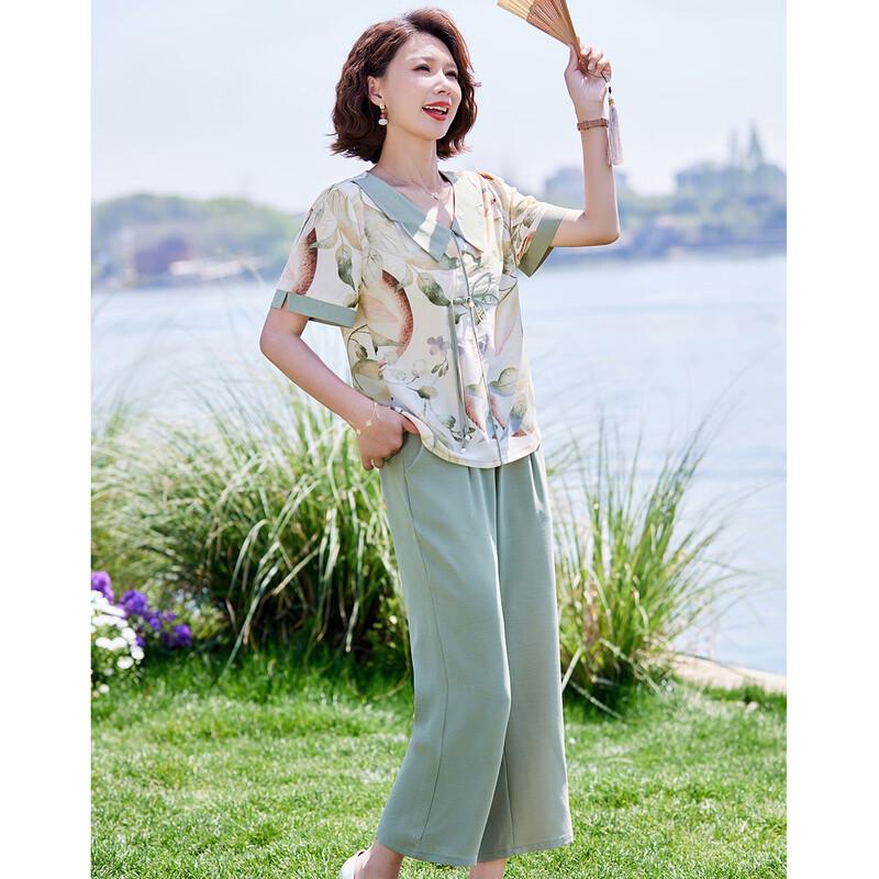 Past Summer New Chinese Style Floral Print Outfit Set for Women