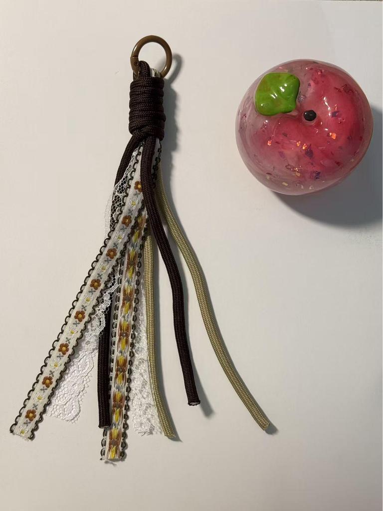 Handmade Colorful Lace Phone Lanyard & Dopamine Keychain Charm
