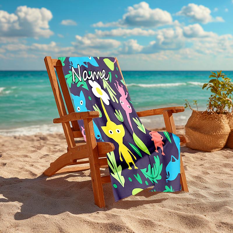 Personalized customized proof beach towel with Pikmin Pikmin pattern - soft, absorbent,quick-drying,perfect swimming,camping&bathing