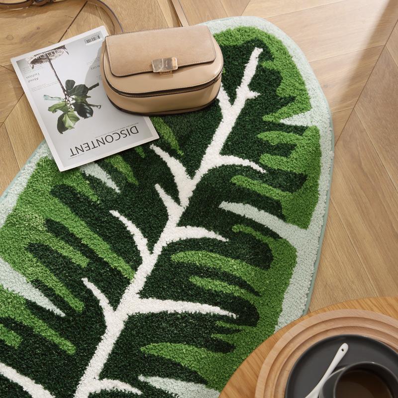 Nordic Ins Green Plant Bath Mat Super Absorbent Non-Slip Bathroom Rug Soft Bedside Carpet for Bedroom Toilet Kitchen Floor Mat
