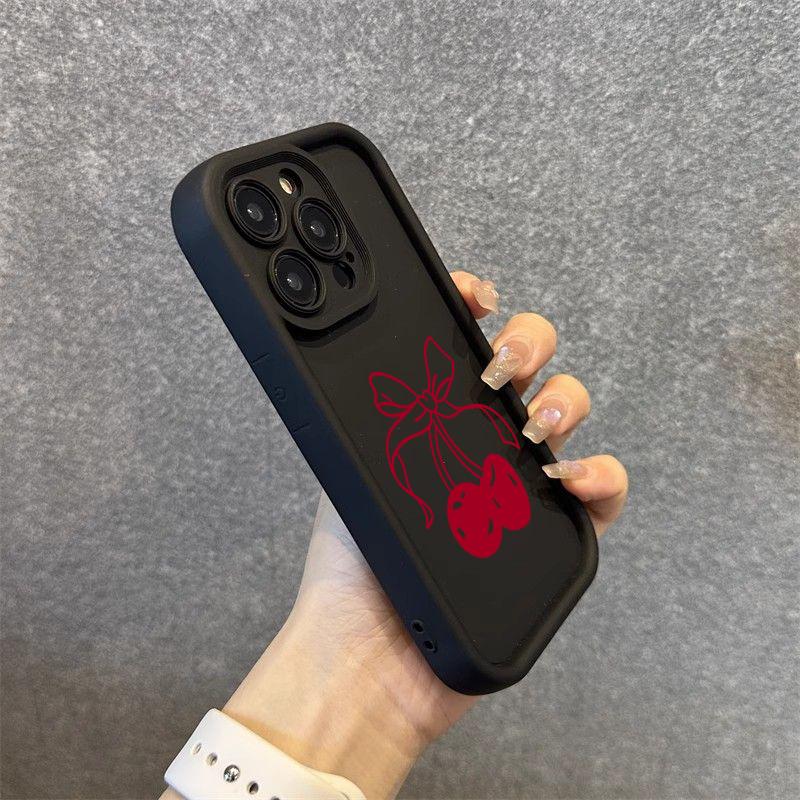 Cute Red Cherry Phone Case For iPhone 16 15 14 13 12 11 Pro Max 7 8 Plus 16E X XS XR SE 2020 Shockproof Silicone Soft Cover