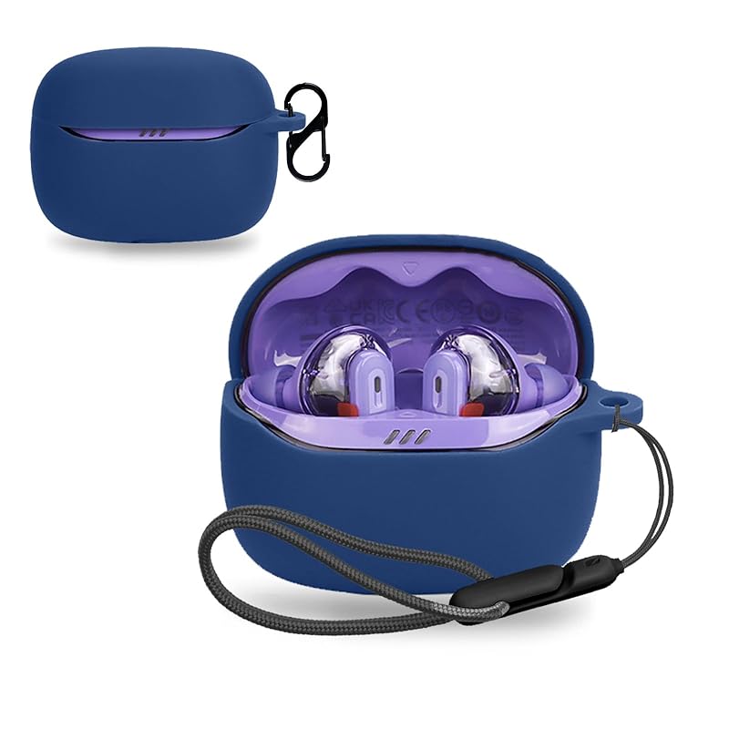 

For JBL TUNE BEAM 2 for case cover [NOUKAJU] wireless earphones silicon protective case (With carabiner + strap included) ) Fall prevention Scratch
