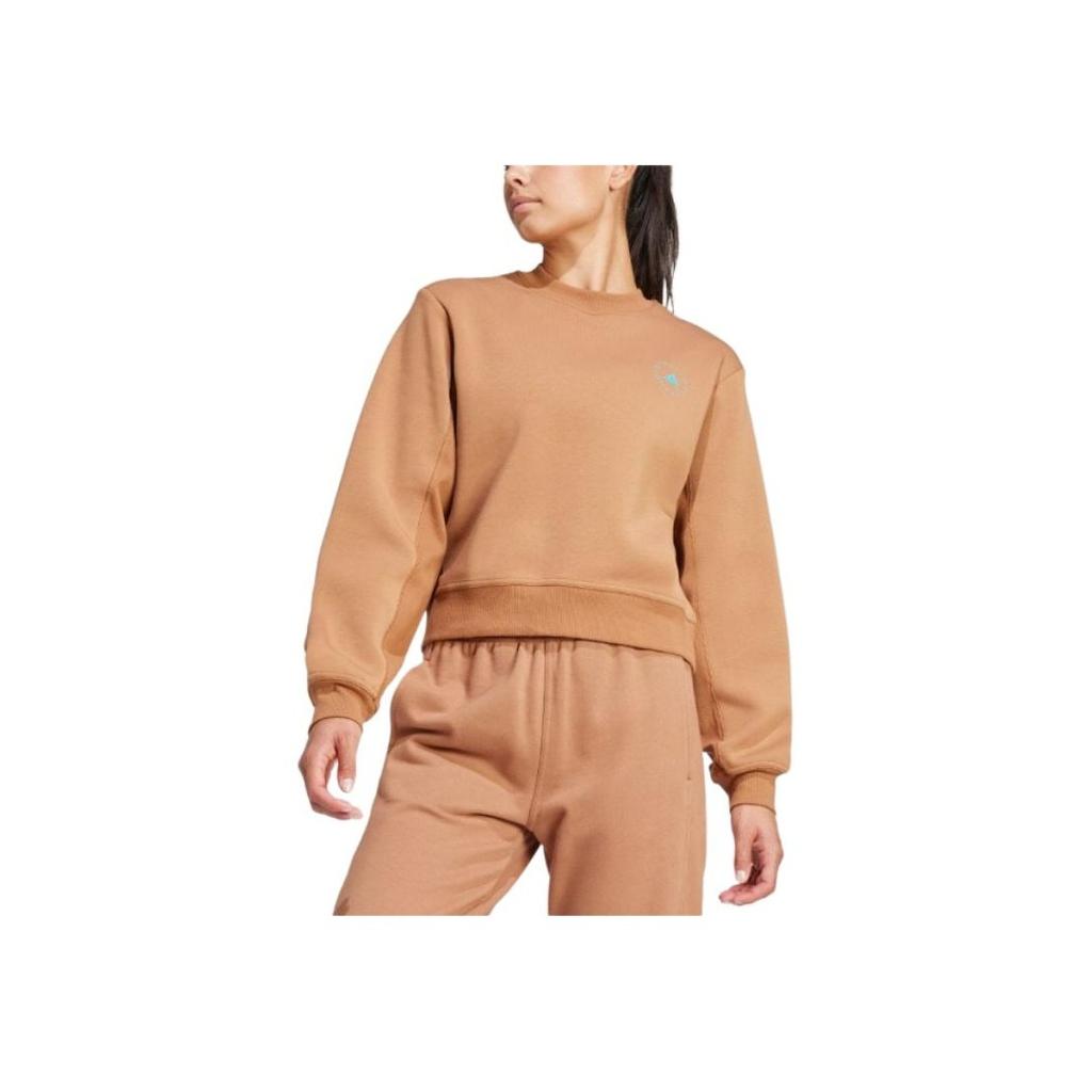 Adidas Logo Print Raglan Sleeve Sweatshirt Women Tops Brown IT8282