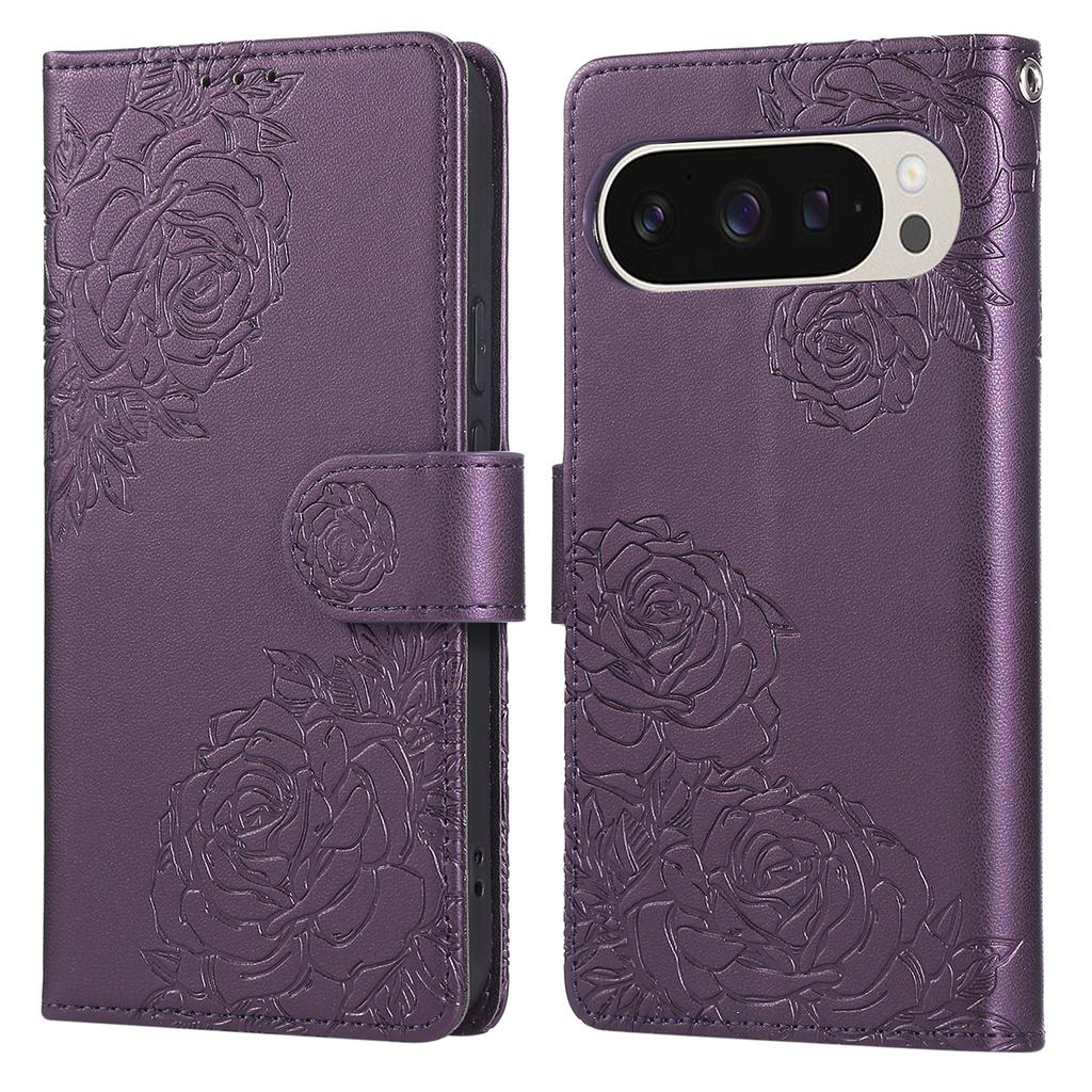 Etui dla Google Pixel 10 Pro XL/9 Pro XL Różowy Kwiat Skóra PU Portfel Pokrowiec na Telefon z 3 Miejscami na Karty/Pasek na Nadgarstek