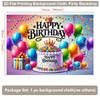 2D Happy Birthday Balloon Cake Party Background Cloth Celebration Colorful Festive Banner Kids Adult Event Photo Booth PropDecor