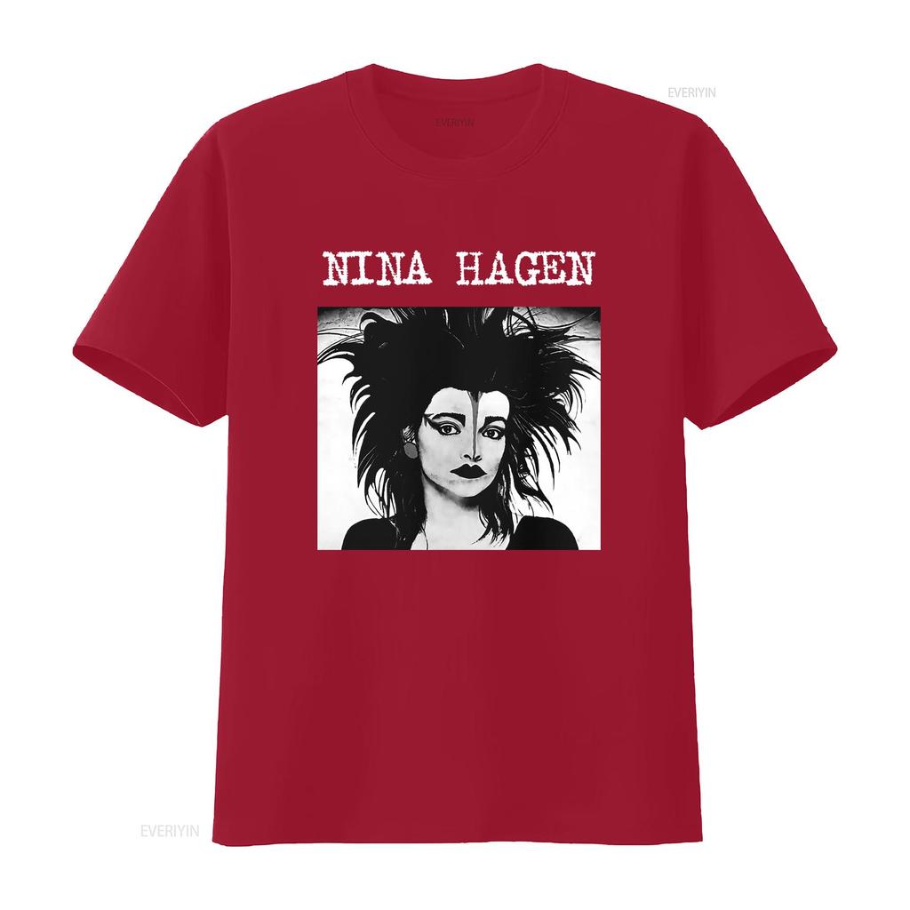 Nina Hagen Goth Music Punk Style T Shirt Short or Long Sleeve with Slits vintage Washed Slightly Soft Comfortable