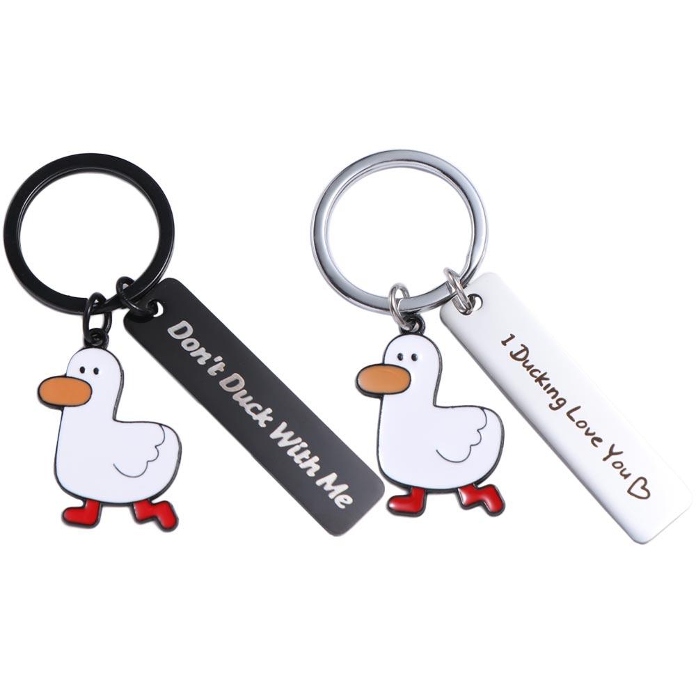 Don’t Duck with Me Ducking Love Keyring Stainless Steel Duck Pendant Duck Keychain  Lover Gift
