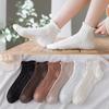 Women's Ruffle Edge Cable Knit Cotton Socks - Spring/Summer Japanese Style Short Boat Socks, Lace, Solid Colors.