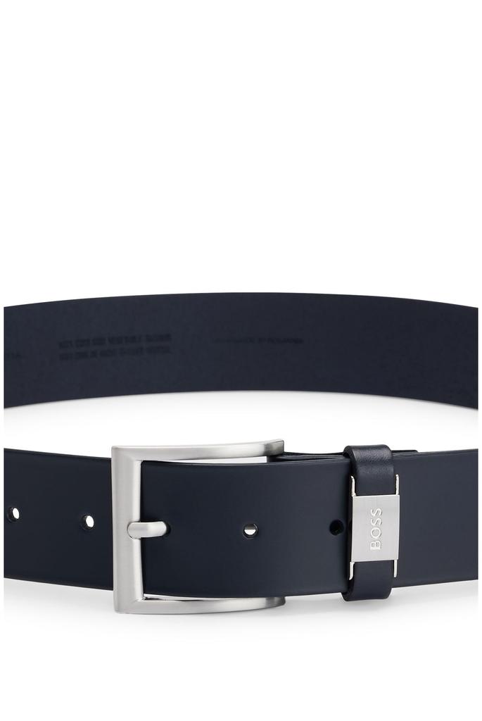 [BOSS] Logo Metal Detail Italian Leather Belt for Men 115 Dark Blue