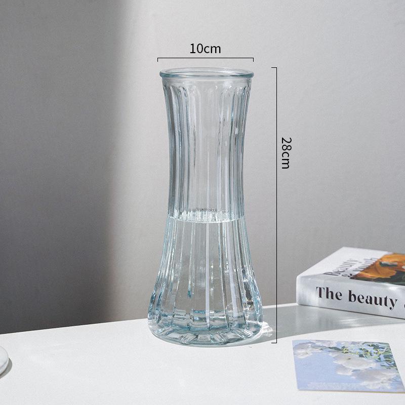 Nordic Cone-Shaped Transparent Glass Vase for Lucky Bamboo and Flowers