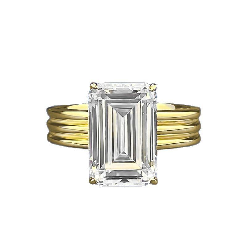 Jewelry Gold-Plated Inlaid 8 * 12 Rectangular Pagoda Ring