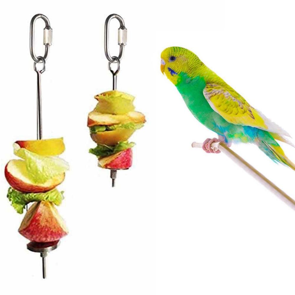 

Foraging Toy Pet Treat Stainless Steel Vegetable Skewer Bird Food Holder Fruit Stick Parrot Feeder L