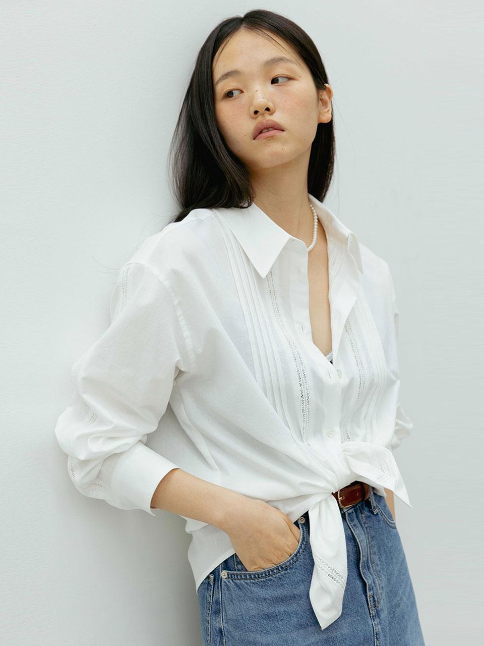 The Rye Lace Cotton Shirt(Ivory) Ivory/Free