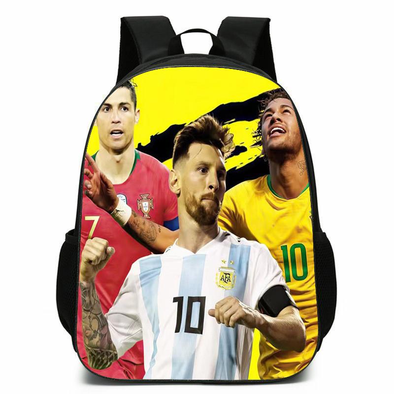 Football Messi Anime Cartoon Character Student Backpack For Kids Schooling