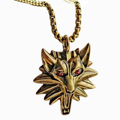 Wolfskopf Titanstahl Anhänger Halskette - Europäischer und Amerikanischer Schmuck, Vom Gaming inspiriertes Design, Beliebter Bestseller