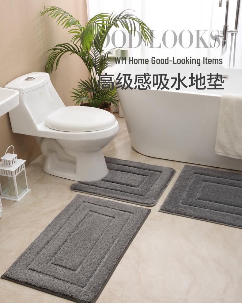 Absorbent Quick-Dry Bathroom Mat Set: 3-Piece Toilet & Washbasin Pads
