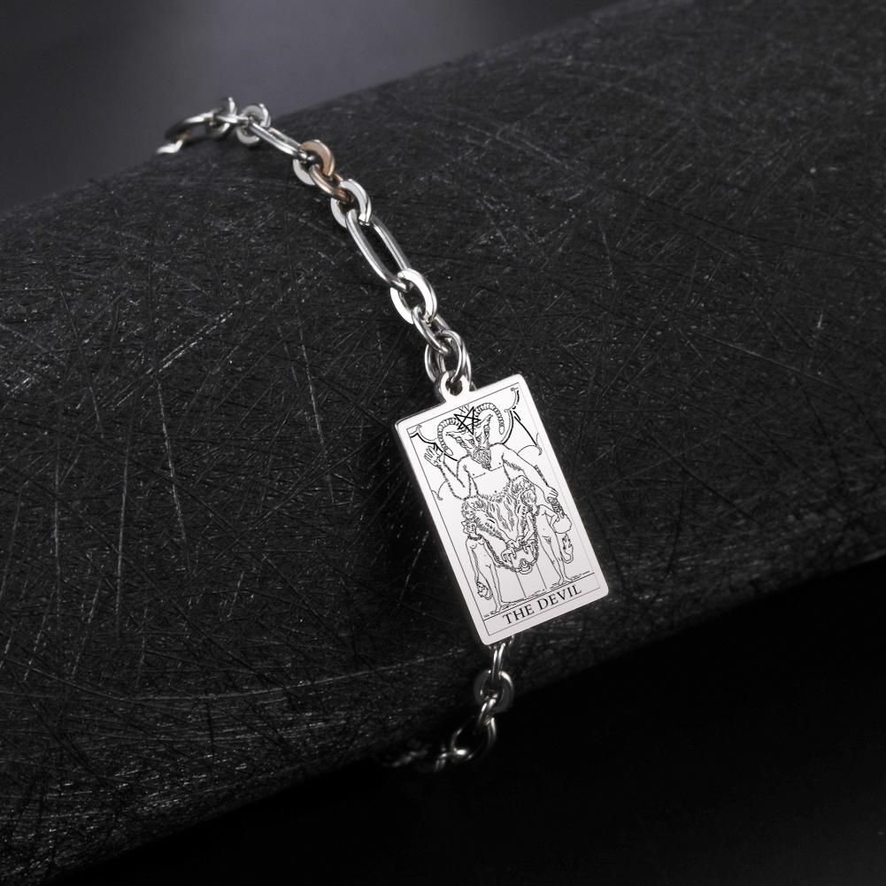 Tarot Card Charms Bracelets for Women Men The Major Arcana Amulet Stainless Steel Classic Tarot Wrist Jewelry Gifts
