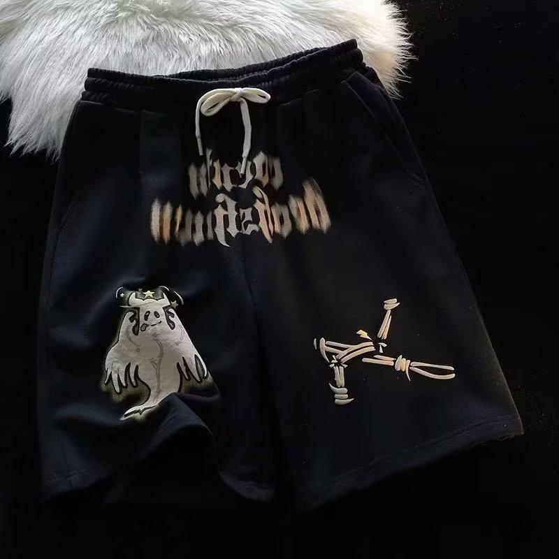 Drawstring Shorts Men's Summer American Retro Trendy Brand Sports Loose Casual Couple Five-point Pants
