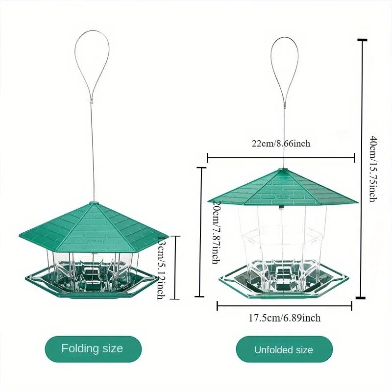 1PC Large Outdoor Foldable Bird Feeder Cage with Multiple Feeding Spots Multi-functional Outdoor Bird Feed