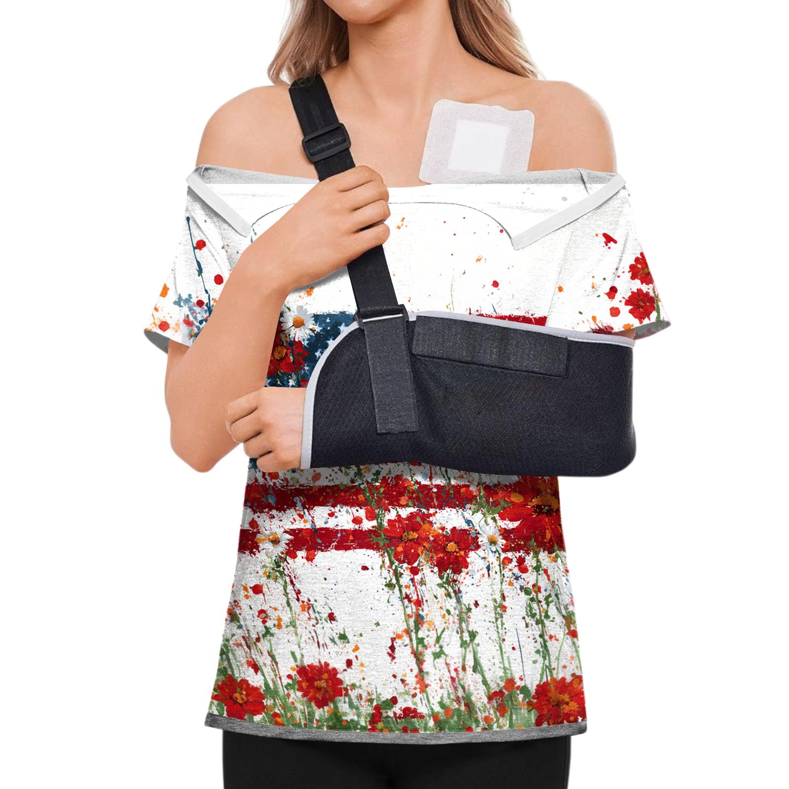 

Жіноча післяопераційна кольорова сорочка з короткими рукавами, із застібкою-блискавкою на плечі та бічною застібкою. XL білий