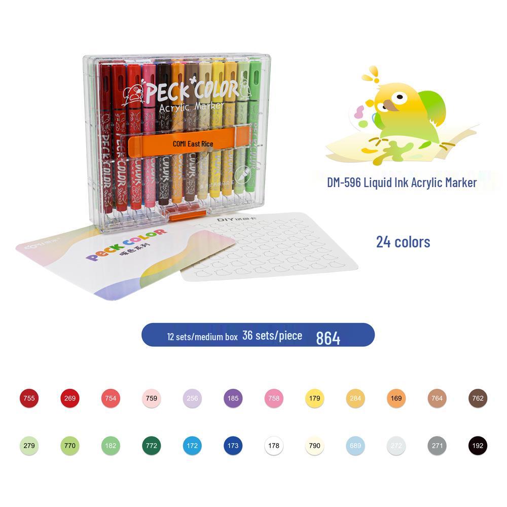 

Dongmi DM596 Quick-Drying, Waterproof Acrylic Marker Pen for Art with Stackable Design and Soft Tip