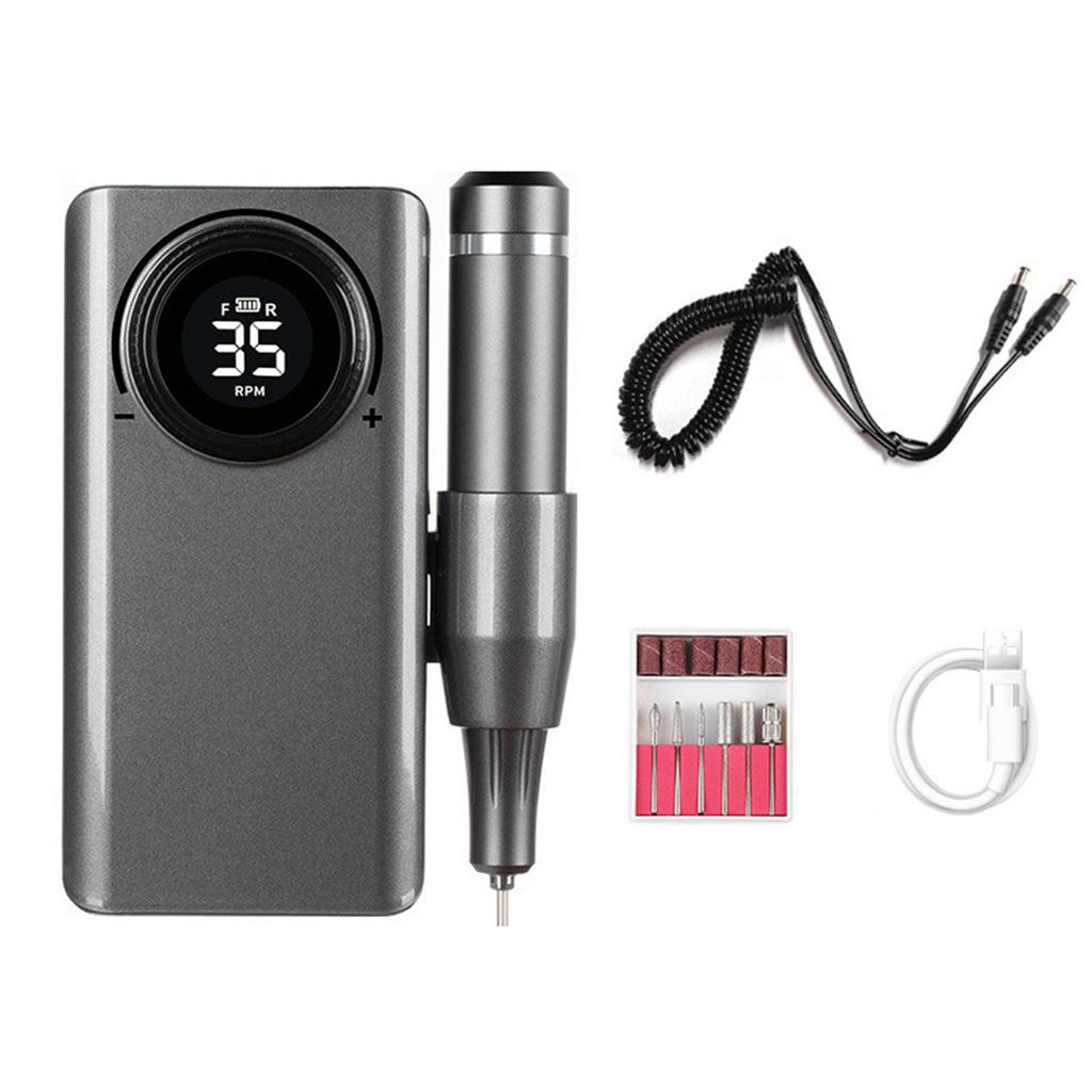 Nail Drill Kit Portable LCD Display Electric Multifunctional Nail File Drill Power Bank for