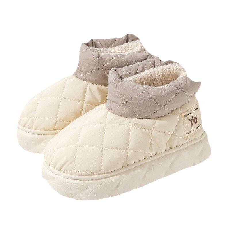 Snow boots women's winter women's thick-soled waterproof down cloth shoes outdoor couple warm cotton shoes men