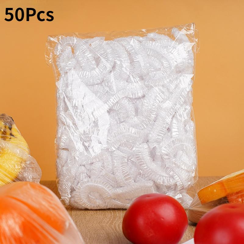 

Saran Wrap Одноразовий чохол для харчових продуктів Харчовий мішок для зберігання фруктів і овочів Еластичний поліетиленовий мішок Кухонний мішок для зберігання свіжих продуктів 50Pcs