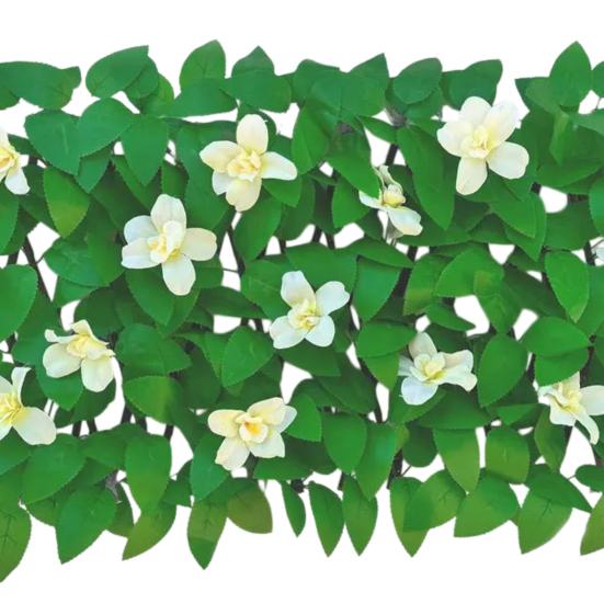 Expandable Artificial Flower Privacy Fence UV Resistant Fake Floral Ivy Screen Wall Panels Indoor Outdoor Garden Faux Greenery Backdrop Decoration
