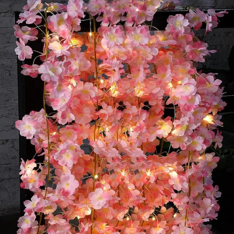 2M 20LED Flower Vine String Lights Cherry Blossom Garland Fairy Lights for Wedding Party Home Bedroom Decor
