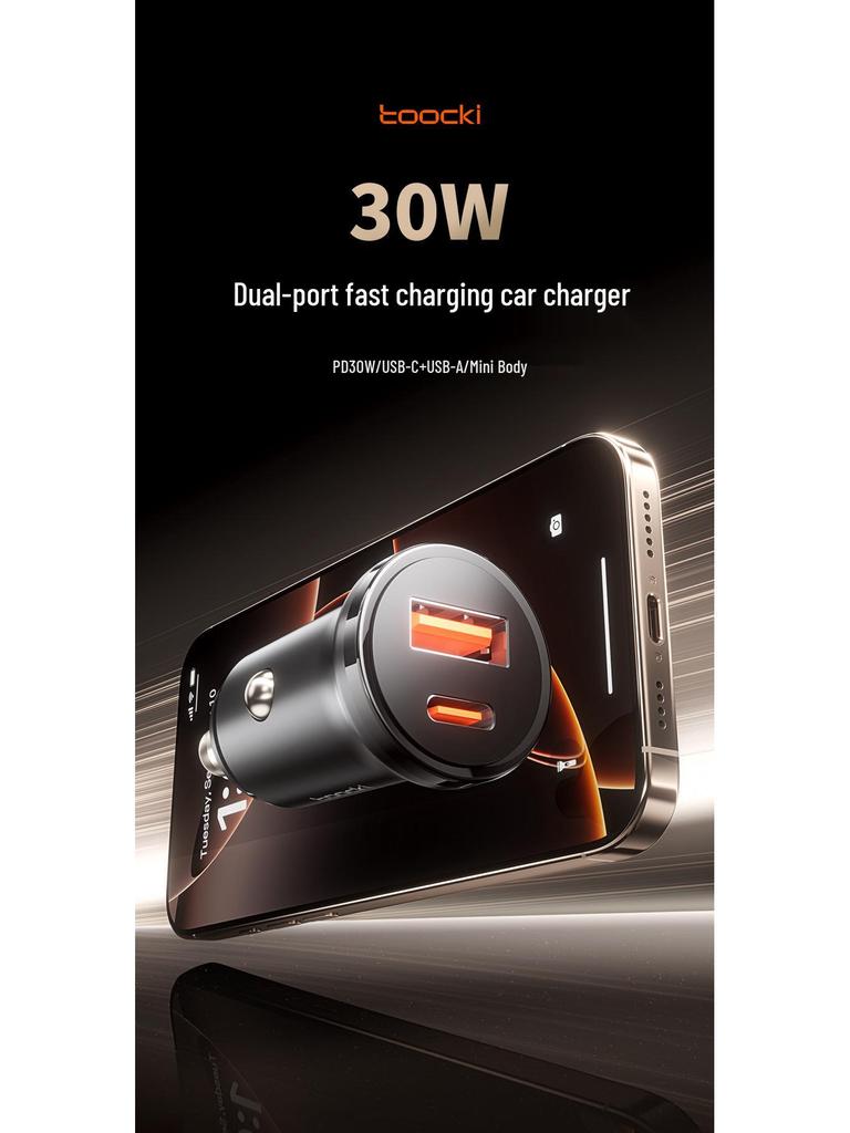 Tuqi Dual USB Car Charger 30W - Fast Charging 20W Converter for Cigarette Lighter Port