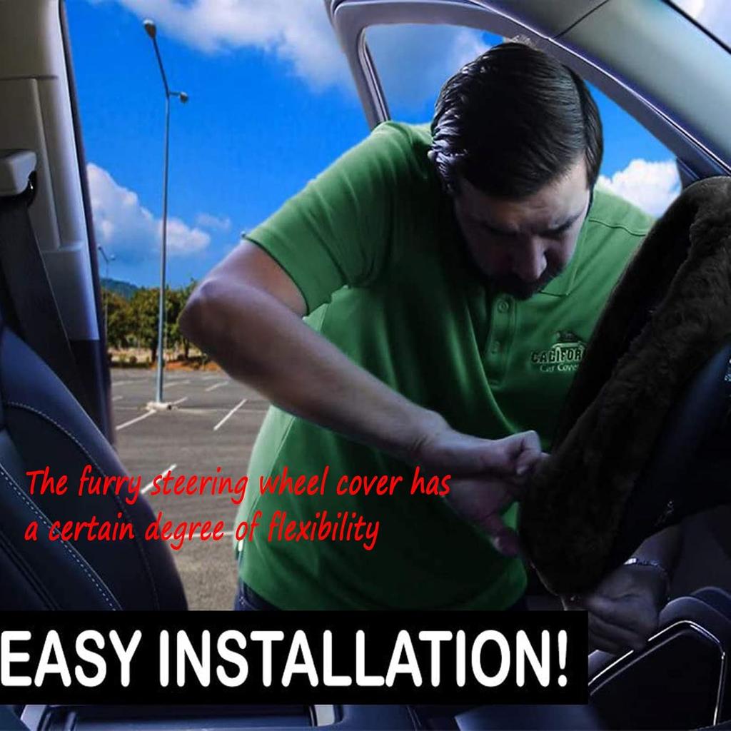 Fluffy Steering Wheel Cover For Women/Girls/Ladies Fuzzy Steering Wheel Cover Winter Warm Faux Wool Plush Car Wheel Cover Furry Steering Wheel