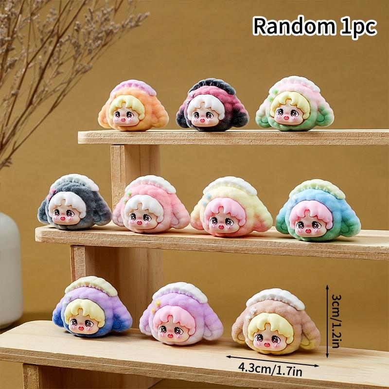 1/2/5/10pcs Trendy Desk Accessorie Mini Cartoon Figures Flocked Doll Ornament Office Accessorie Kawaii Desktop Decor Gifts